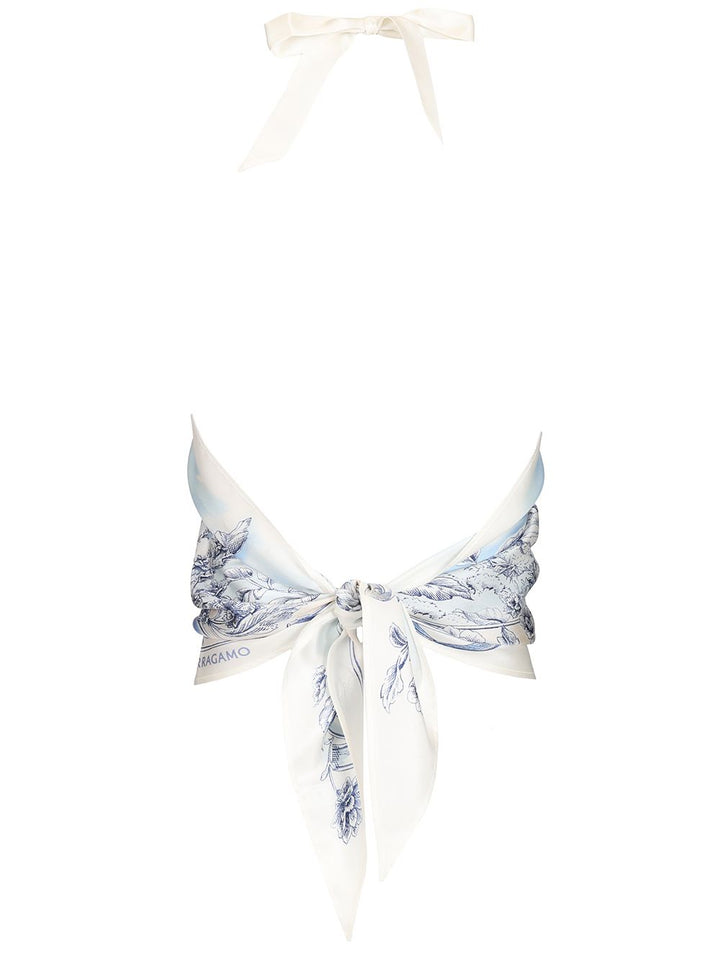 Ferragamo Top Foulard With Ethnic Print Tops - Light blue | 7f888f36a4b4aacfeac685558033c04500f7ffb6