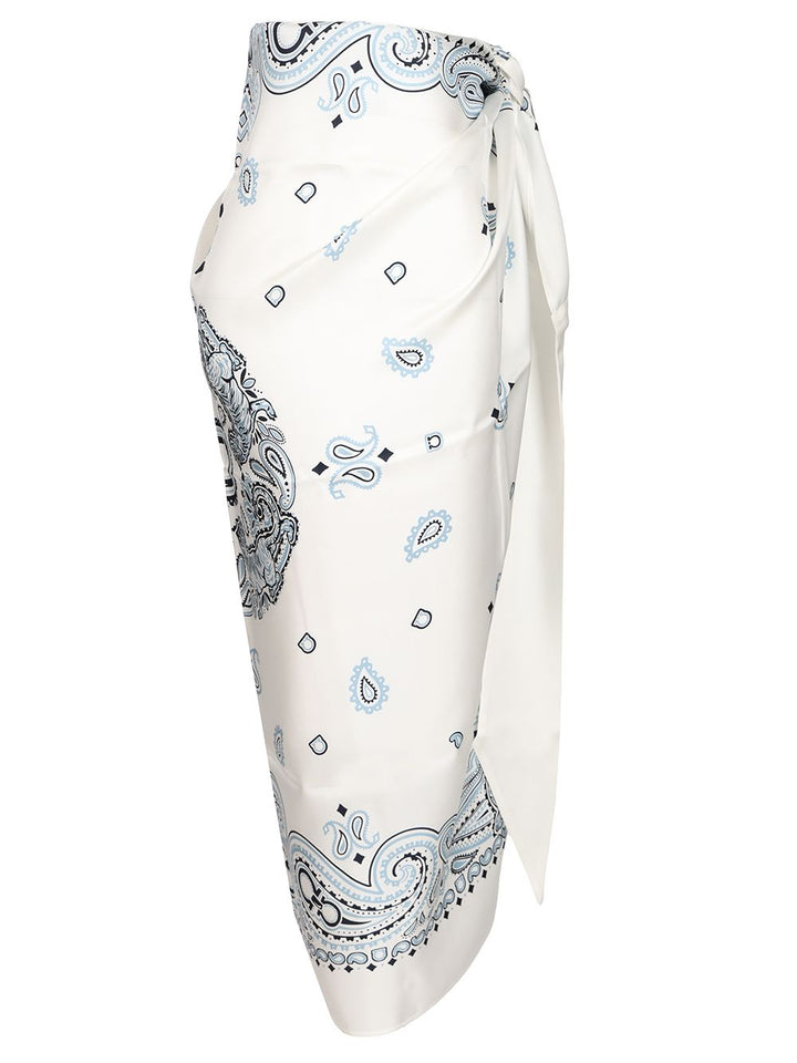 Ferragamo Arabesque Print Silk Sarong Skirts - Light blue | 902d72650021762d6ed51747fa8d6875d752e7e1
