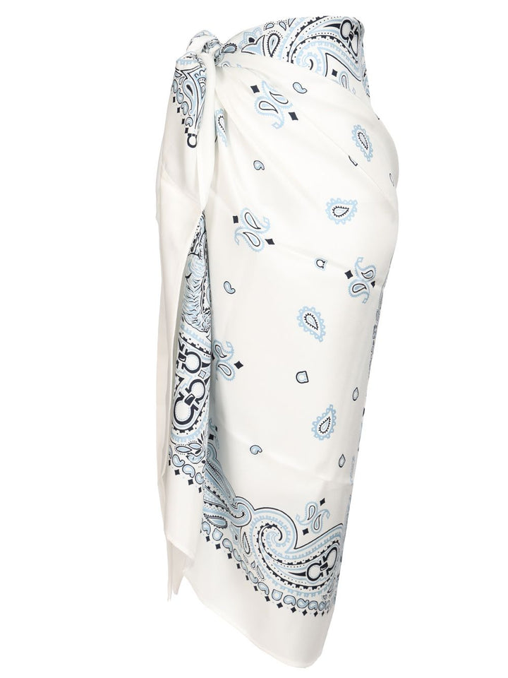 Ferragamo Arabesque Print Silk Sarong Skirts - Light blue | 977f73284c47c4eaf1cc312f8d0984f8b905ed53