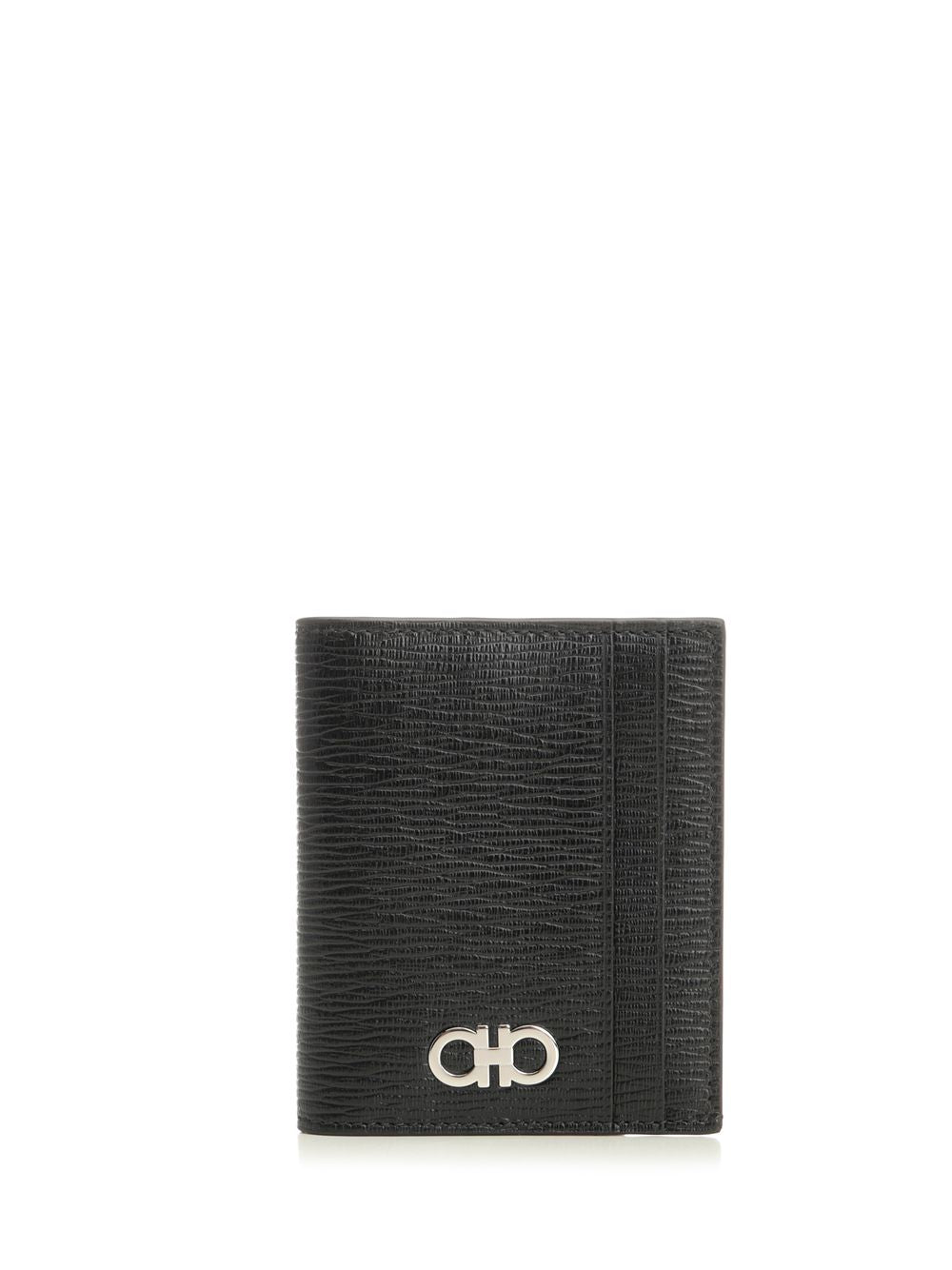 Ferragamo Gancini Credit Card Holder Wallets - Black | 8581bb636725ab5c5b284b0803cb064d550c1a77