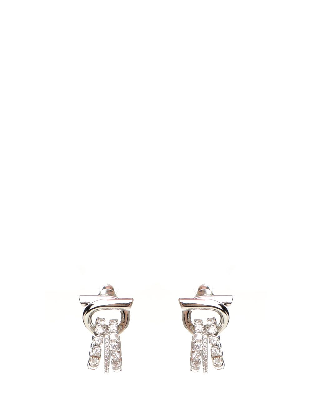 Ferragamo Gancini Earrings With Crystals Jewelry - Silver | 85f62e939d004ea0cb60f2180408eaad1ab72cef