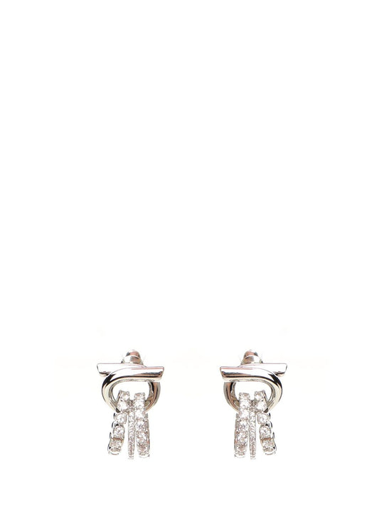 Gancini Earrings With Crystals Jewelry Silver
