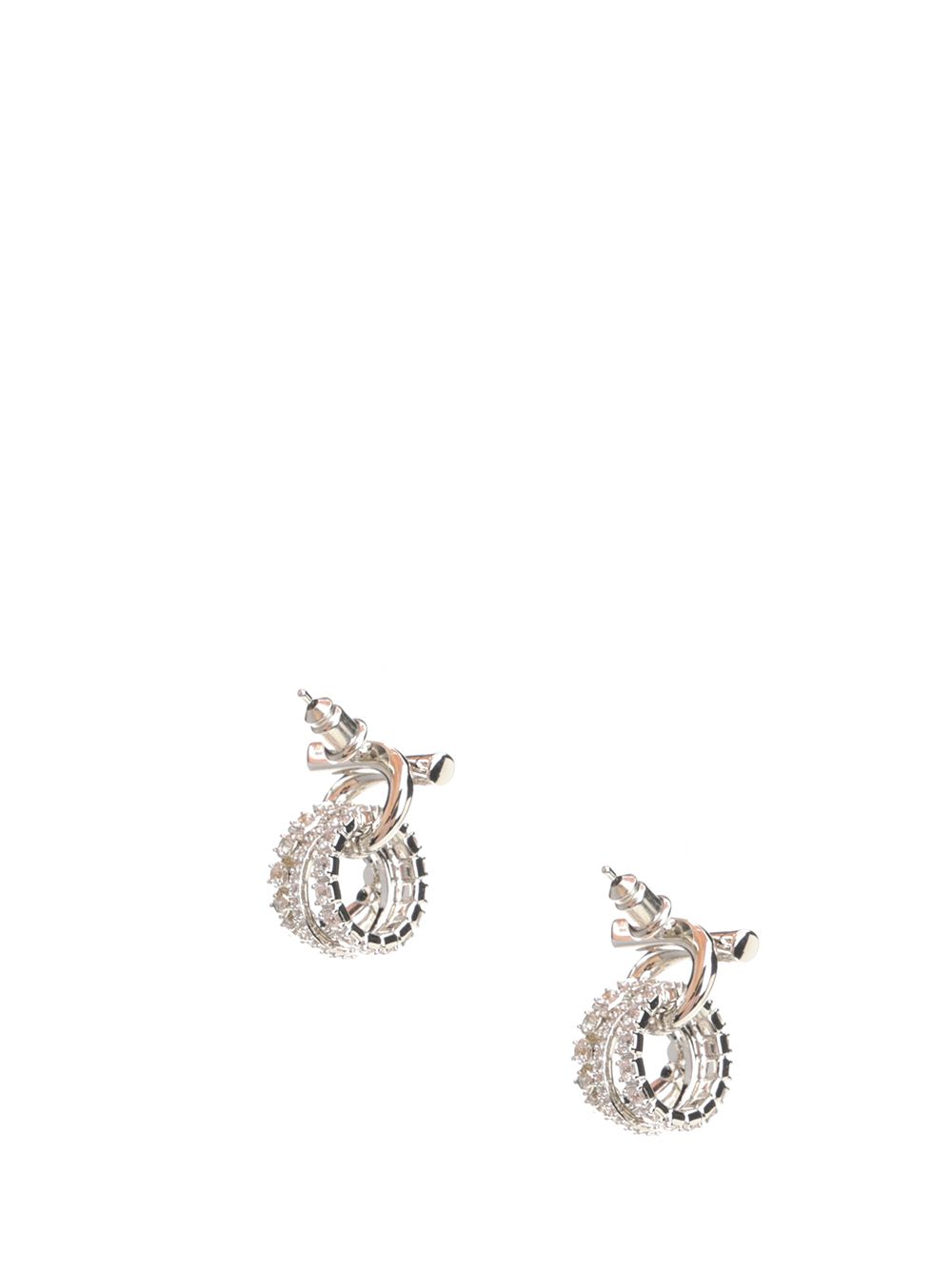 Ferragamo Gancini Earrings With Crystals Jewelry - Silver | 57a65b6afb3b466fc615eb85f2a22f77ab5dd7af
