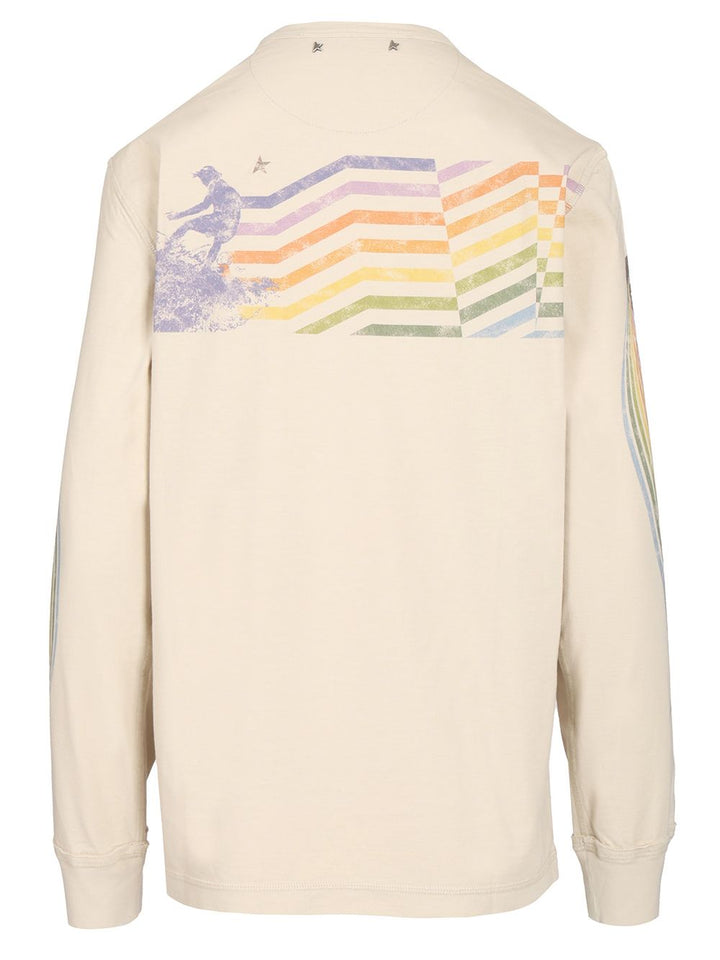 Golden Goose Deluxe Brand Sweatshirt With Print Sweatshirts - Beige | 1067afac01884e2c464bd63fa41a21e27717b53a