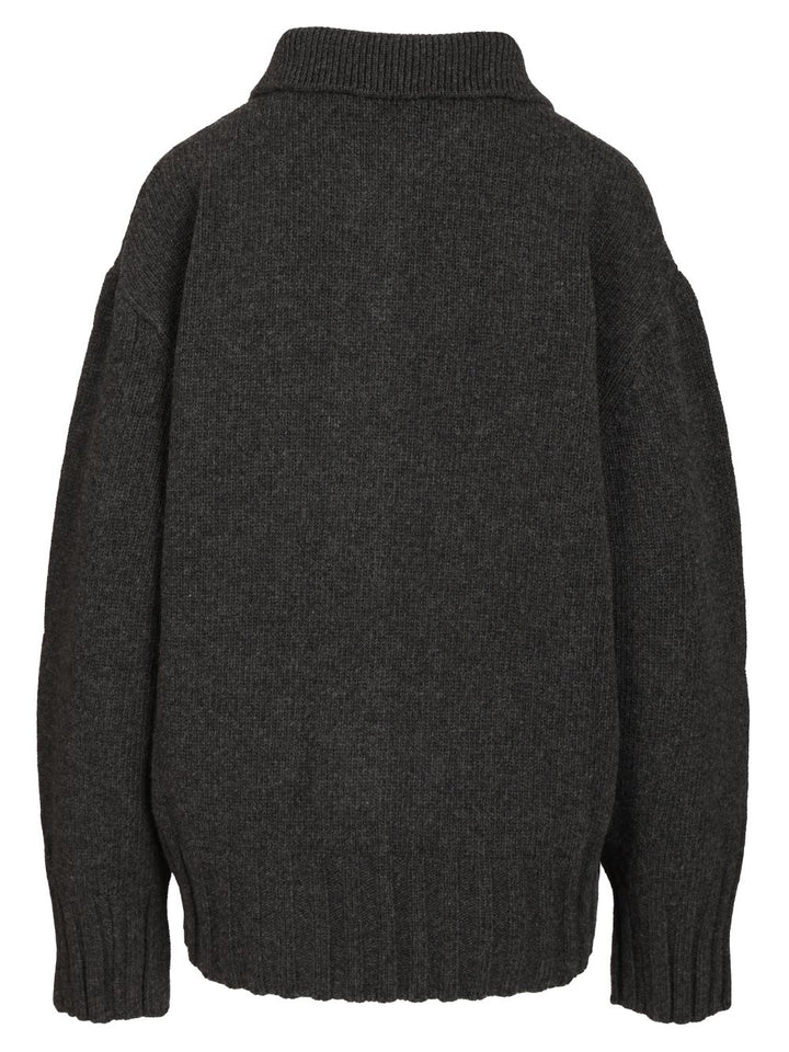 The Attico Cardigan With Embroidered Logo Knitwear - Grey | 69479c3abb83484577cb7ed71f8bfa0aa96dd059