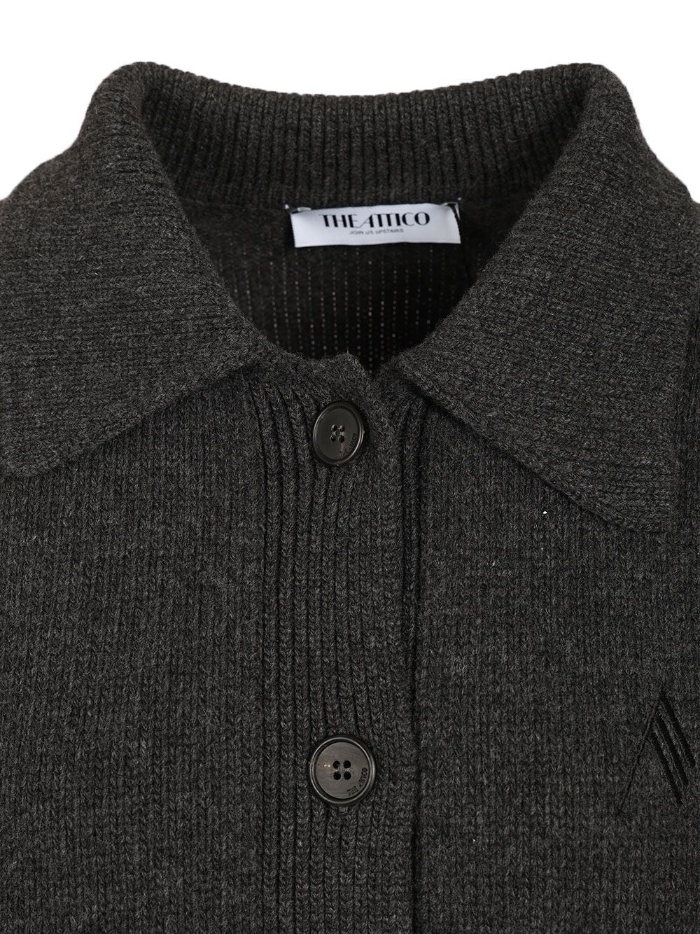 The Attico Cardigan With Embroidered Logo Knitwear - Grey | 60307a286d94f95dbb961b367693858856c7b948