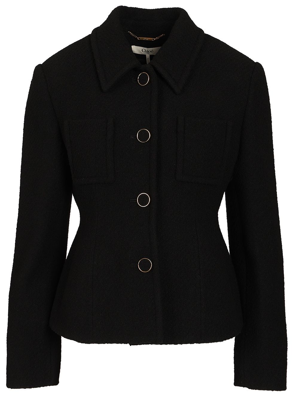 Chloe' Single-Breasted Short Blazer Jackets - Black | 1fb4b0261bc6a80141fcf3bc2f119a03768c3f3c