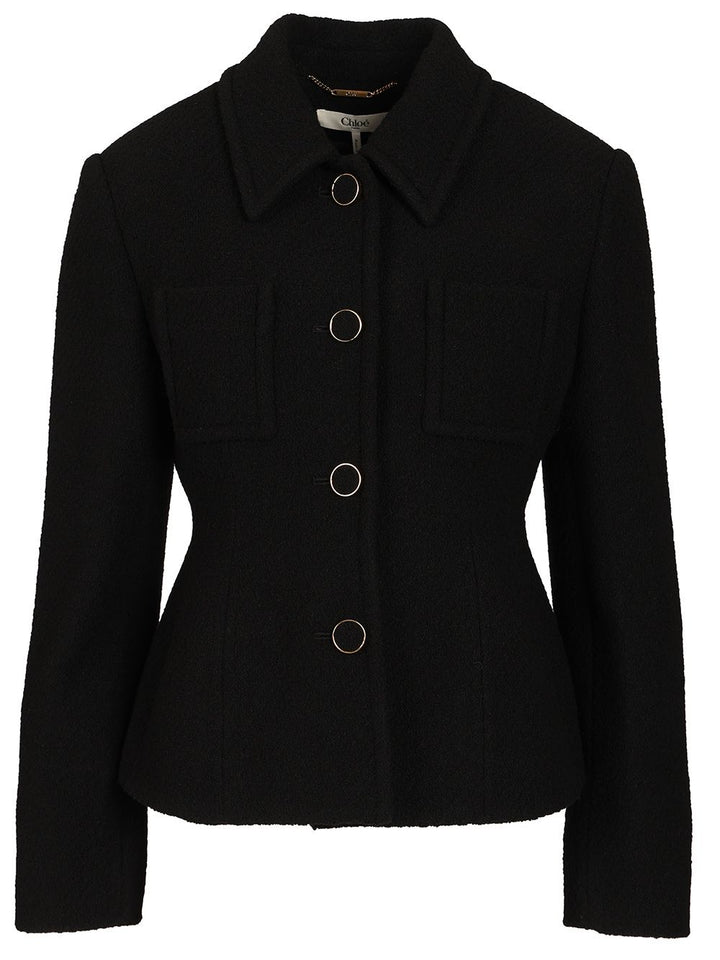 Chloe' Single-Breasted Short Blazer Jackets - Black | 1fb4b0261bc6a80141fcf3bc2f119a03768c3f3c