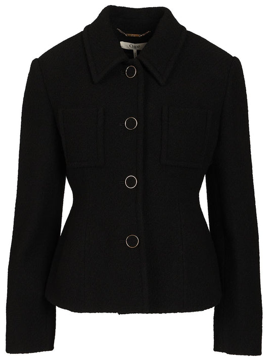 Single-Breasted Short Blazer Jackets Black