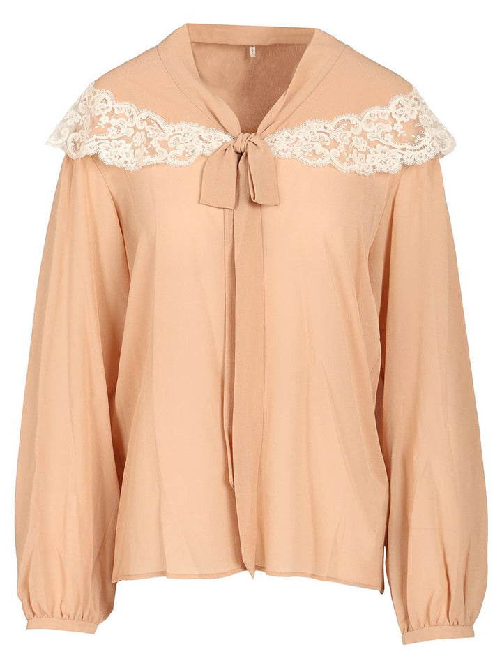 Chloe' Shirt With Laces Tops - Rose | c4fd46fc822b8d428619a64ed79405018b2f90e2