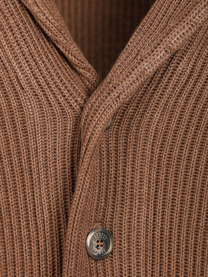 Fedeli Shawl Cardigan Knitwear - Brown | ba56acc4af6b9a79f11830505356440c83db68b4