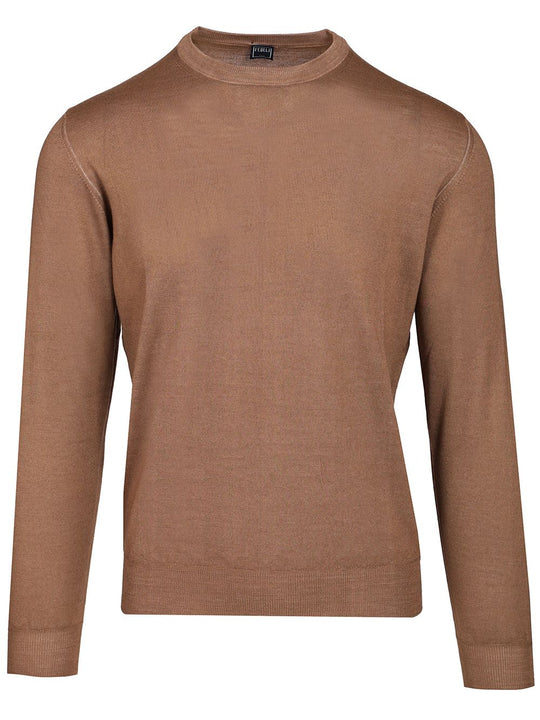 Crew Neck Sweater Knitwear Brown