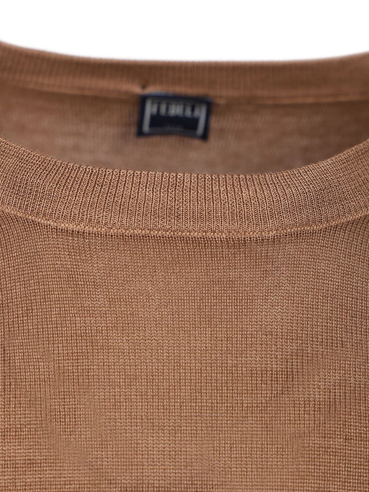 Fedeli Crew Neck Sweater Knitwear - Brown | 9fb5d27d6e66534d913ba61766dbe6b35c8cd00a