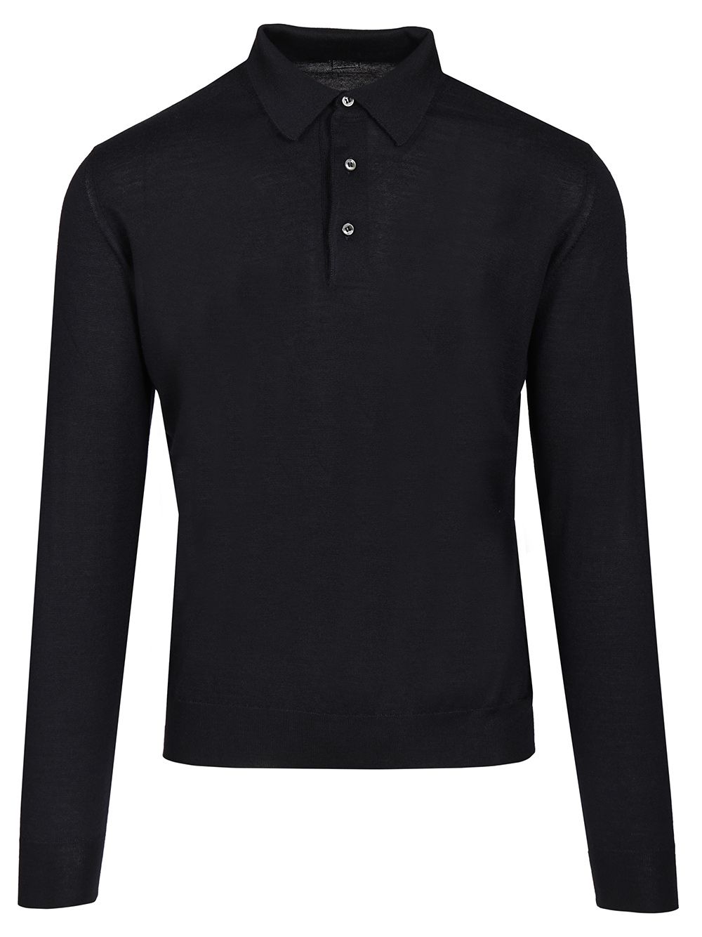 Fedeli Long-Sleeved Polo Shirt Knitwear - Blue | 3ddeea4412ff5f9f12edba5e77f9181555822725