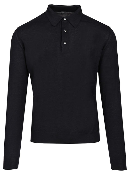 Long-Sleeved Polo Shirt Knitwear Blue