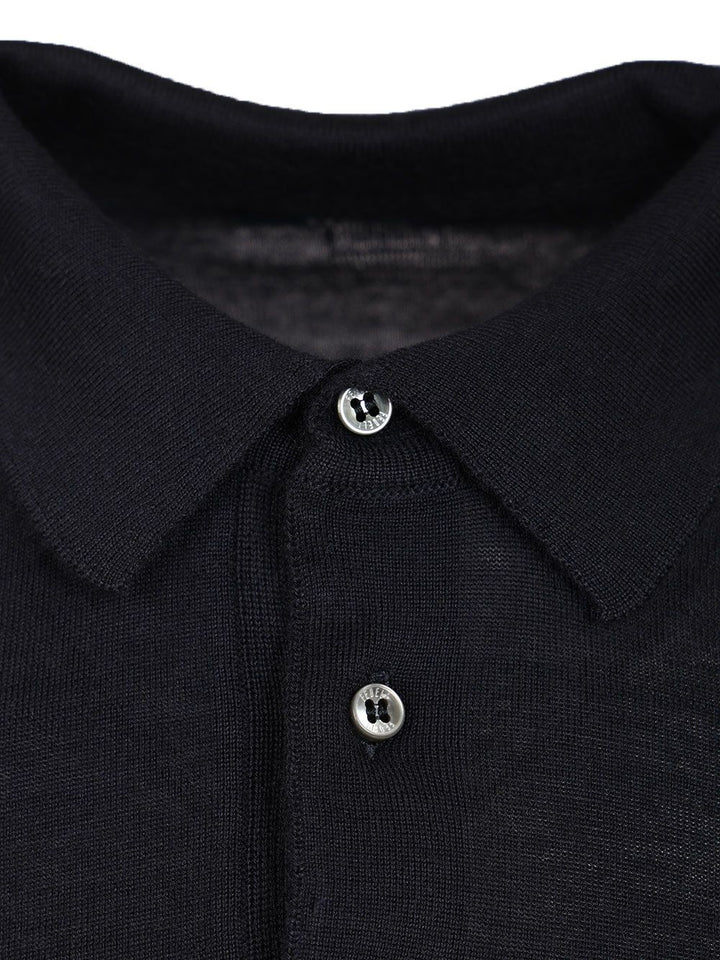 Fedeli Long-Sleeved Polo Shirt Knitwear - Blue | fb1f6beb6f2feffb23c8a514d959efa5de2137a8