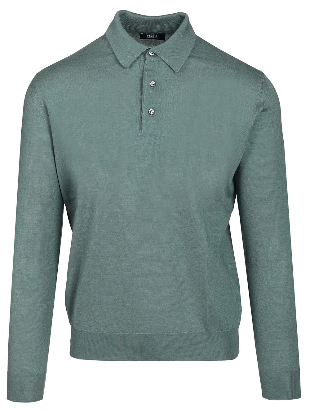 Fedeli Long-Sleeved Polo Shirt Knitwear - Green | fc95dd9e65fc48f534ed30165702dacdb04b8529