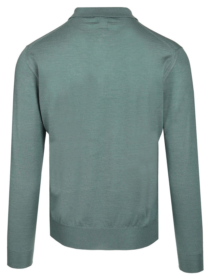 Fedeli Long-Sleeved Polo Shirt Knitwear - Green | dfcdaf996d468a04672b2b8e7b44c09ce893f621