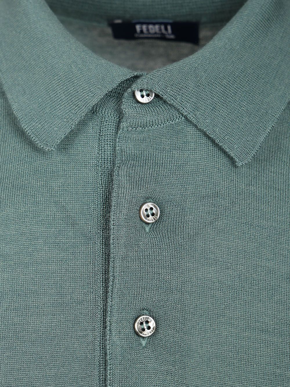 Fedeli Long-Sleeved Polo Shirt Knitwear - Green | 17898b25c84121dadf0d82787bba001c32c071dd