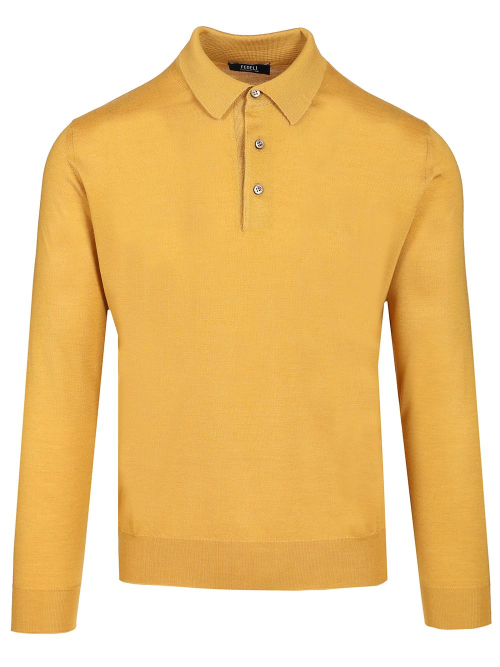 Fedeli Long-Sleeved Polo Shirt Knitwear - Yellow | 68483d543f4bf03f68cf14fbb47f30dc92837c01