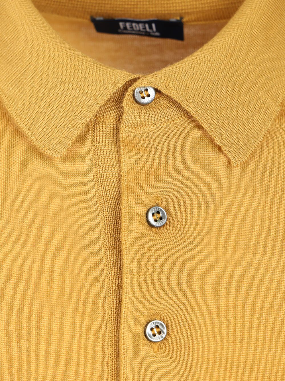 Fedeli Long-Sleeved Polo Shirt Knitwear - Yellow | f6d11a0c378e643ba28a99fb08359d6d9865571c