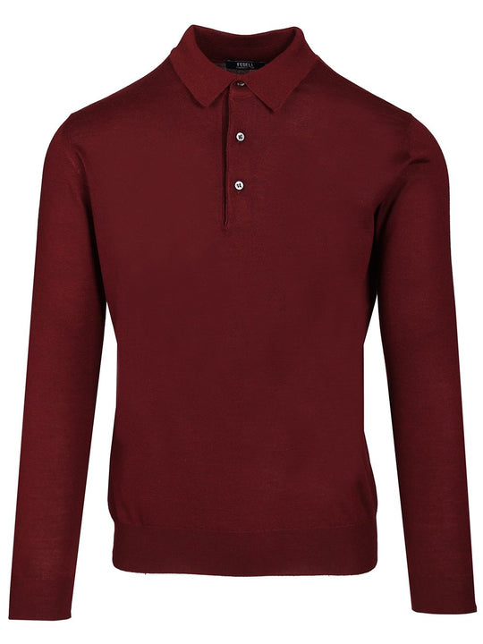 Long-Sleeved Polo Shirt Knitwear Bordeaux