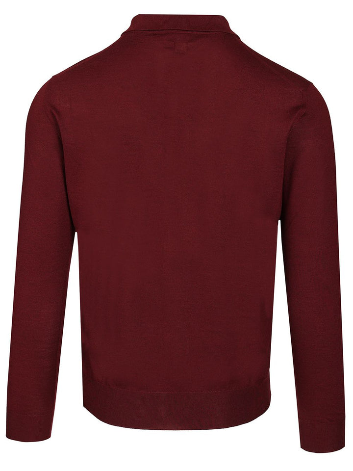 Fedeli Long-Sleeved Polo Shirt Knitwear - Bordeaux | 7caba45ef3005ef7026cbb6009f50ae58e70de47
