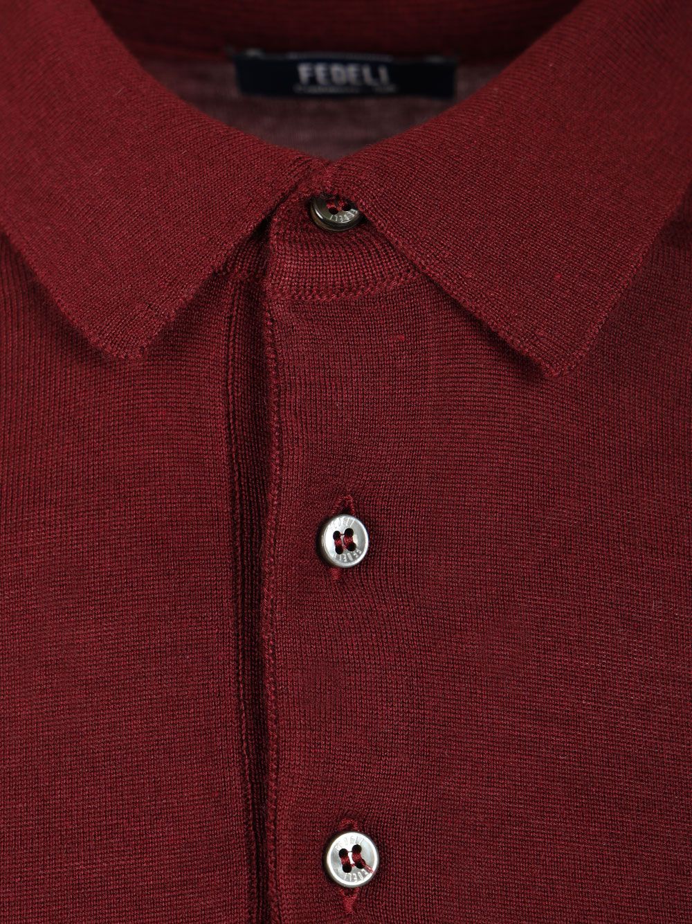 Fedeli Long-Sleeved Polo Shirt Knitwear - Bordeaux | e2c6f78cfffd2a3895ebe38f9d942478365b8dd7