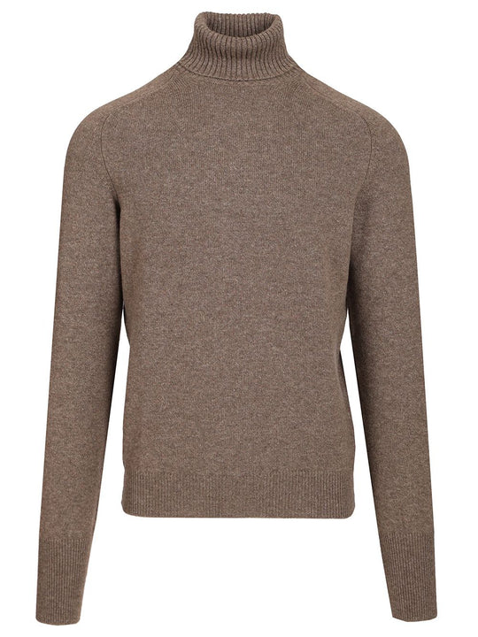 High Neck Sweater Knitwear Brown