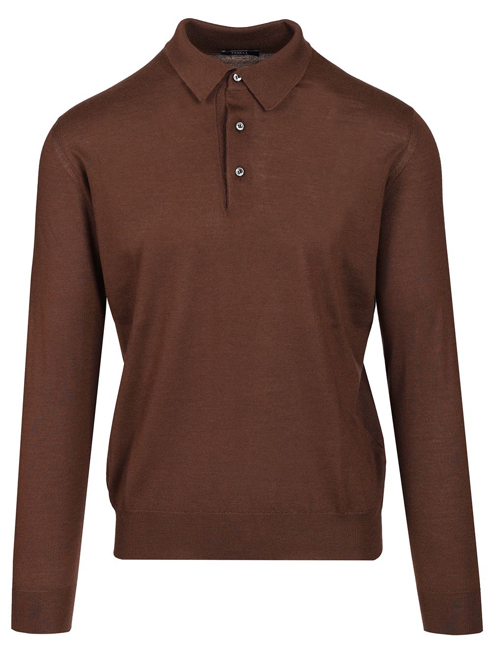 Fedeli Long-Sleeved Polo Shirt Knitwear - Brown | bac811762ef262c609e0cca5b1d1d8251180f7a1