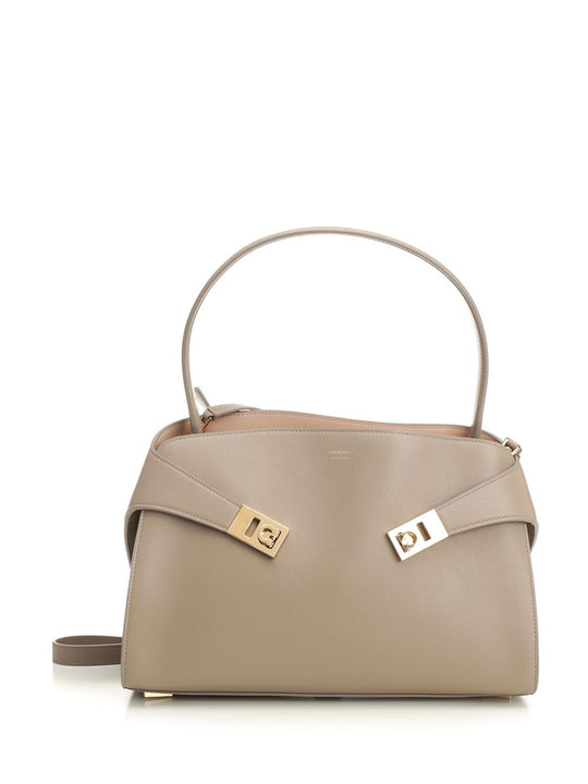 Hug Shulder Small Soft Bicolor Shoulder Bags Beige