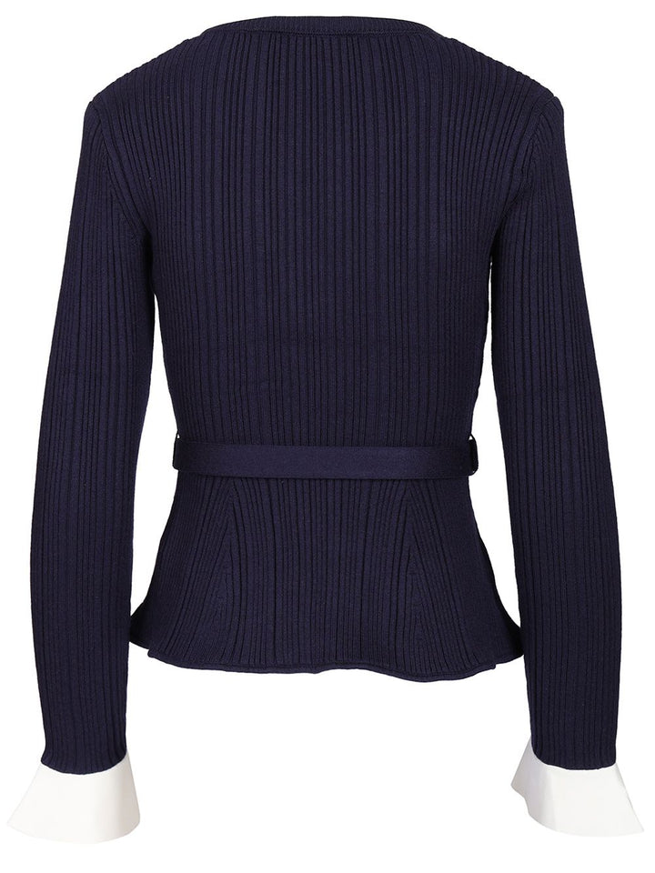 Self-Portrait Ribbed Cardigan Knitwear - Blue | aa5fc9f30c68117a799ab402df393720e9d2facf