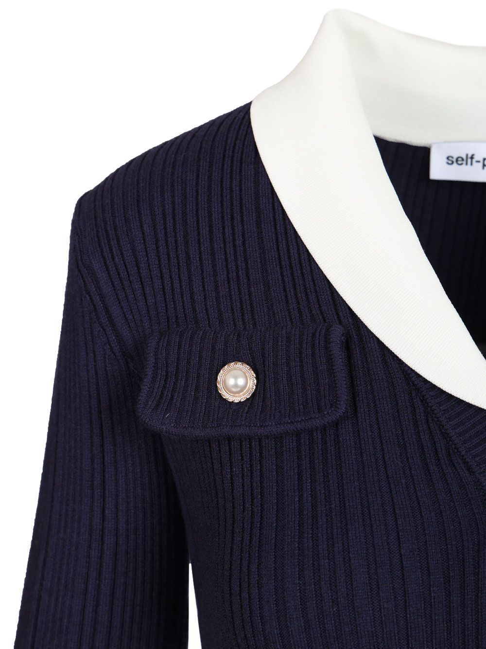 Self-Portrait Ribbed Cardigan Knitwear - Blue | 0ca26c228cb26906a2623ade8582f773efa4c234