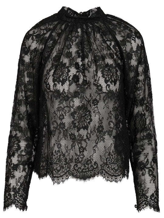 Lace Blouse Tops Black