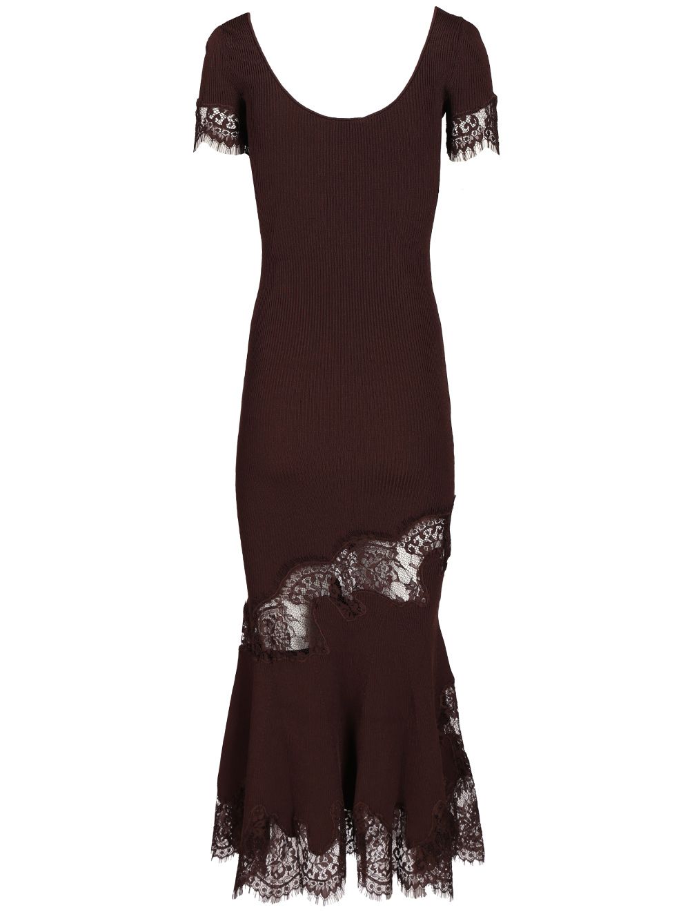 Self-Portrait Ribbed Midi Dress Dresses - Brown | 93dccb8d49c9fb6f128a327268e0251a9ae050b6