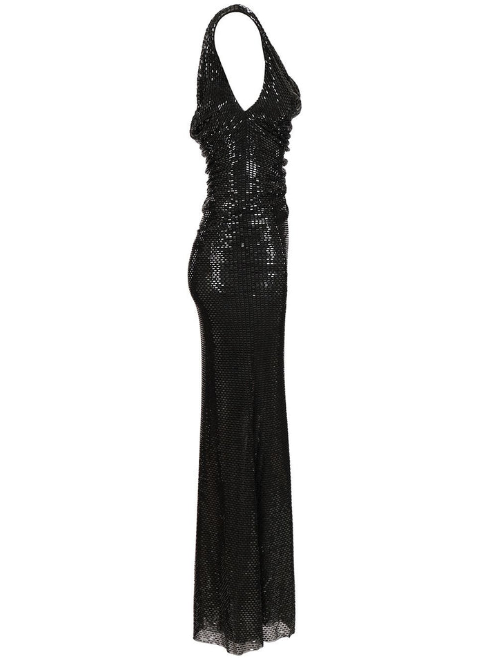 Self-Portrait Draped Dress Dresses - Black | c6d0f35030d229f5093074b13807629dabf02896