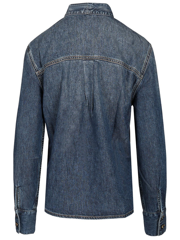 Self-Portrait Shirt With Bow Shirts - Blue | 336ff65e0ca707c409387f6f5f981d3af81ec2bd