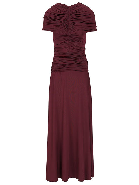 Ruffled Midi Dress Dresses Bordeaux
