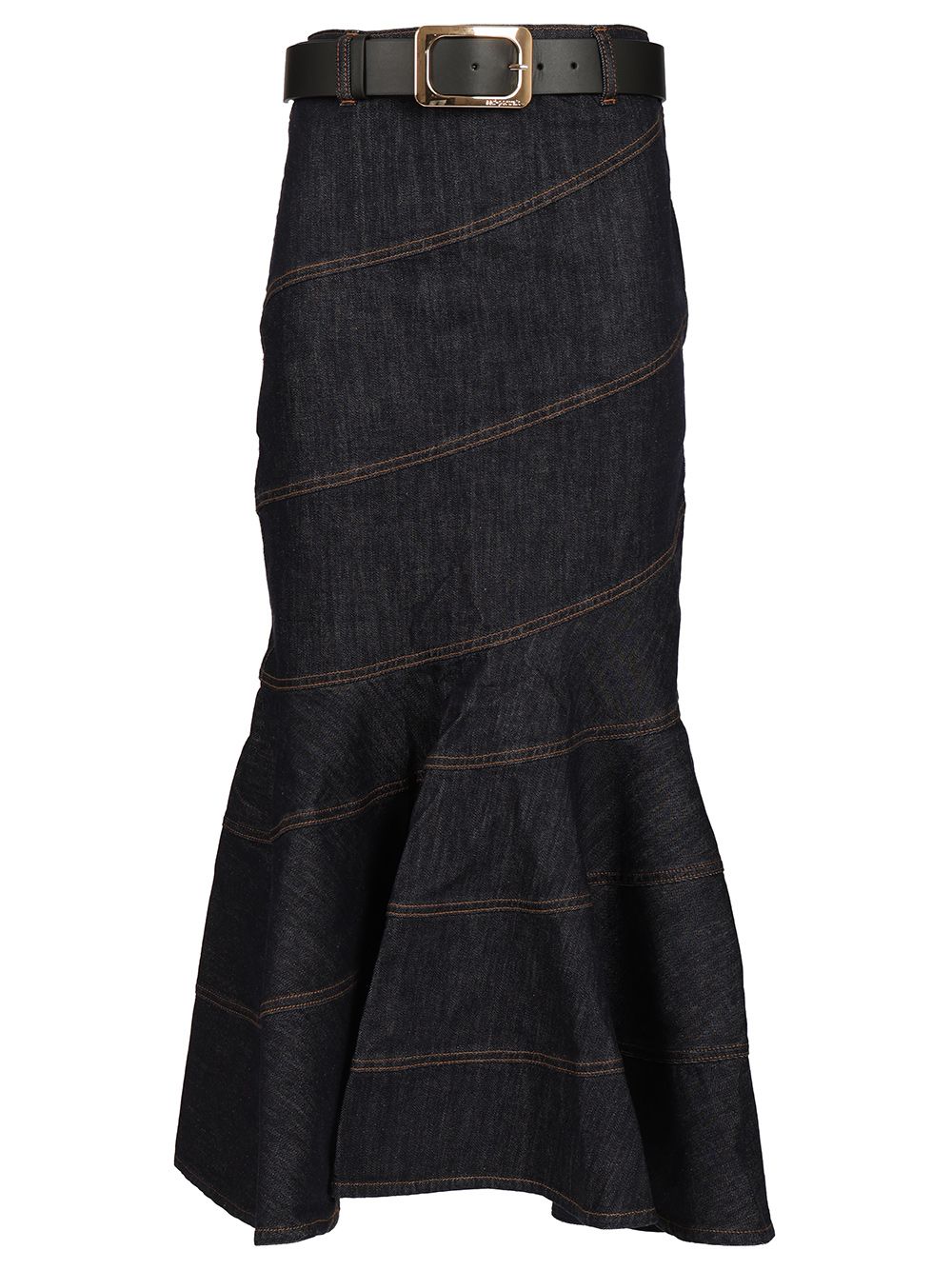 Self-Portrait Midi Skirt With Belt Skirts - Blue | 28424dcf848334a4f0b71b2e6c36f1147eee0792