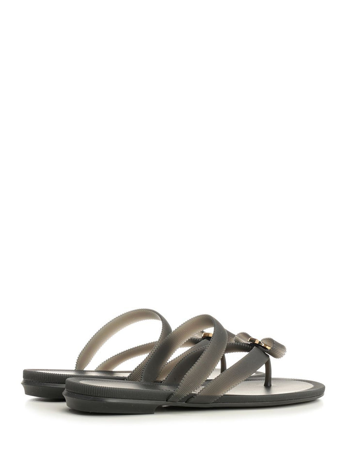 Ferragamo Vara Flip-Flops With Jelly Bow Sandals - Black | d51359902d6ac13e46b1bdd908326090938a0d7d