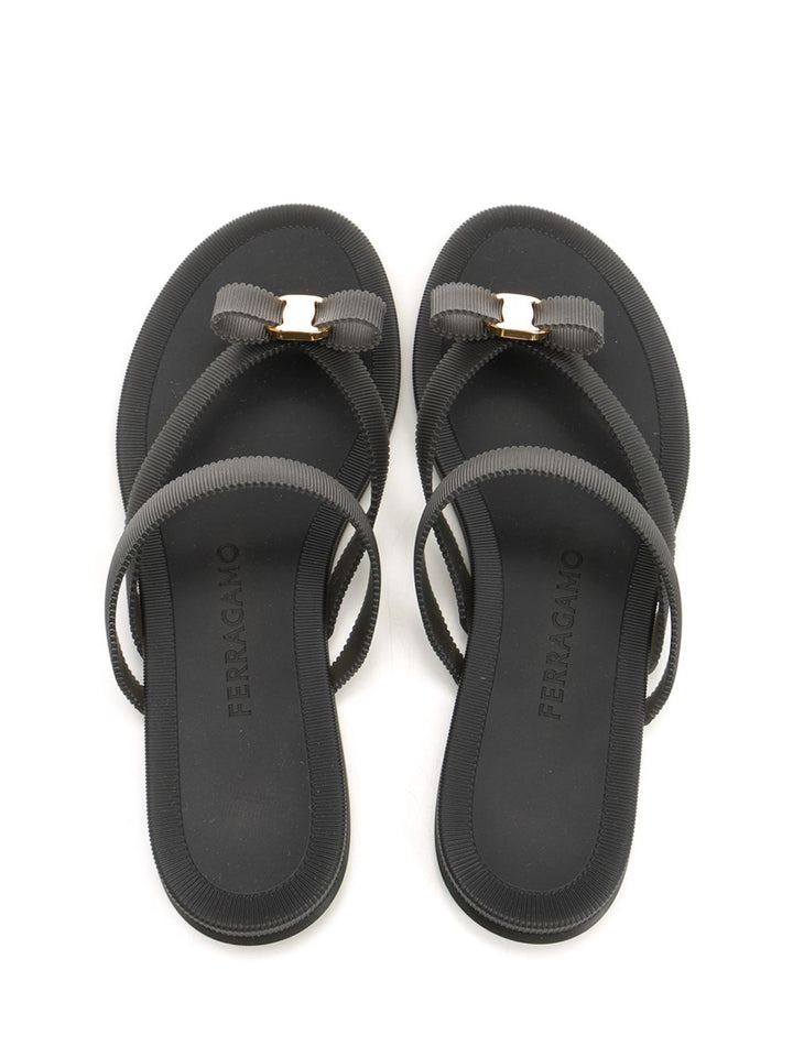 Ferragamo Vara Flip-Flops With Jelly Bow Sandals - Black | c08334023c34af19e0cbc1e2e6477bb85bcb345e