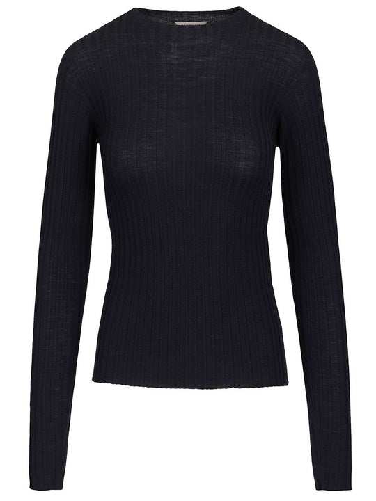 Ribbed Knit Sweater Knitwear Blue