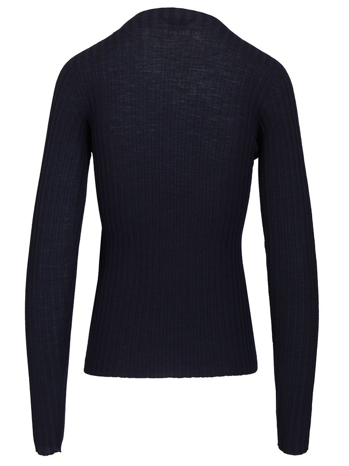 Balenciaga Ribbed Knit Sweater Knitwear - Blue | b0dbcafa7f8c63551738d88ed9c82de677698605