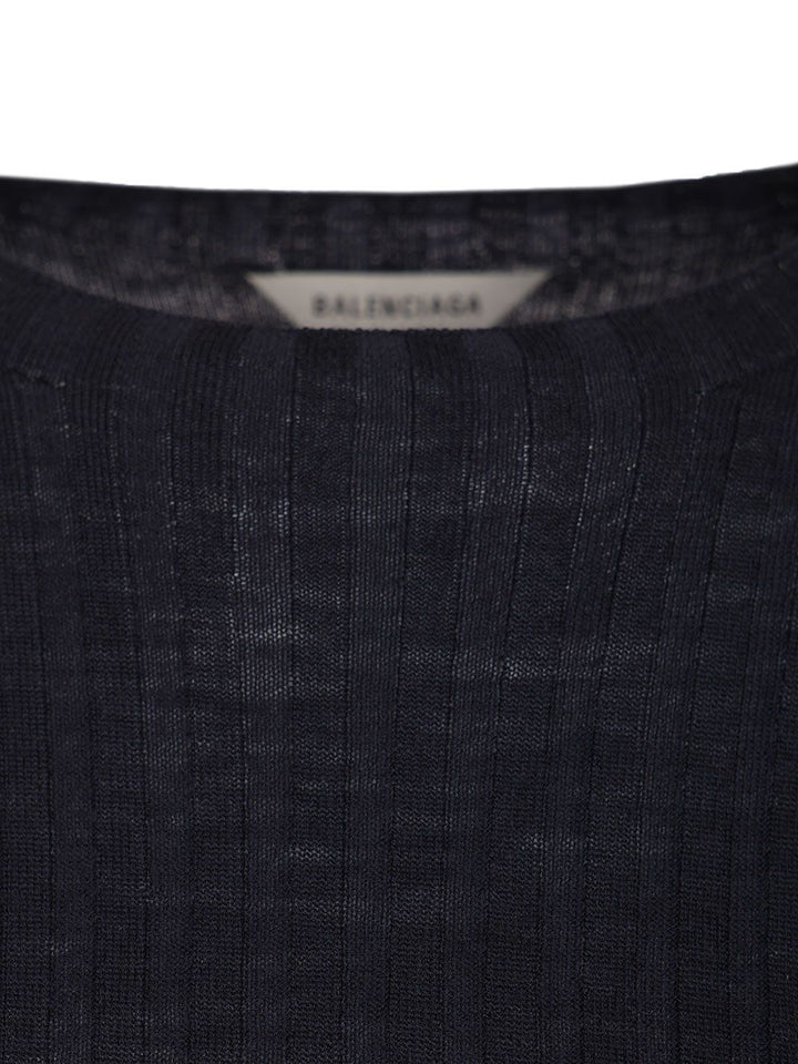 Balenciaga Ribbed Knit Sweater Knitwear - Blue | cbf22198d9a8b8907845a7570b857060d0eb813e
