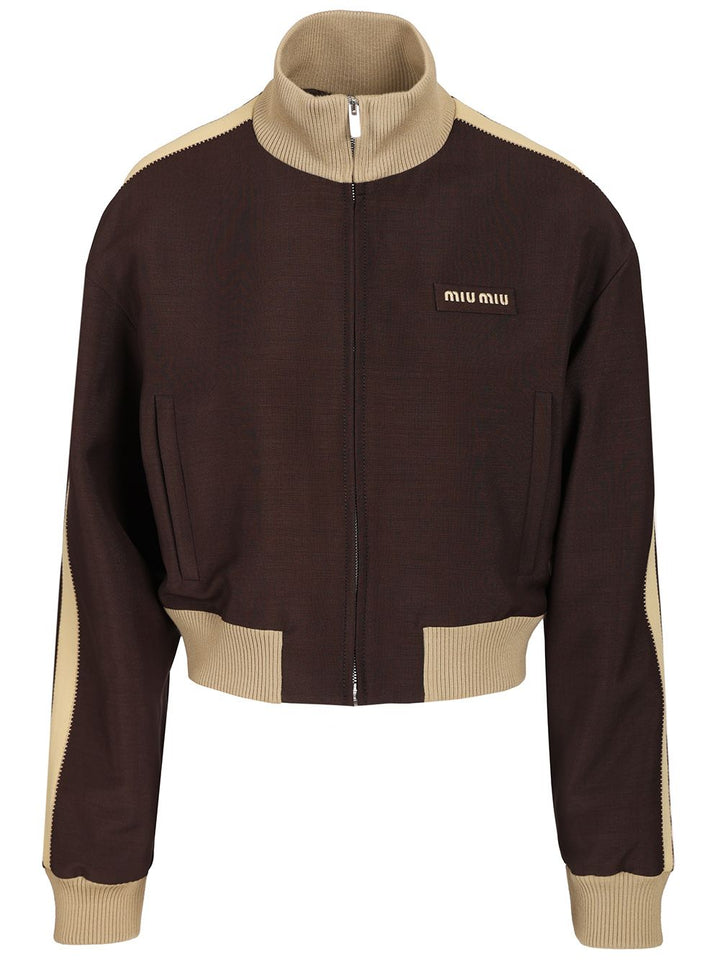 Miu Miu Blouson In Kid Mohair Jackets - Brown | c6a7844020f161bafb15bbbed088443c18a9bcc4