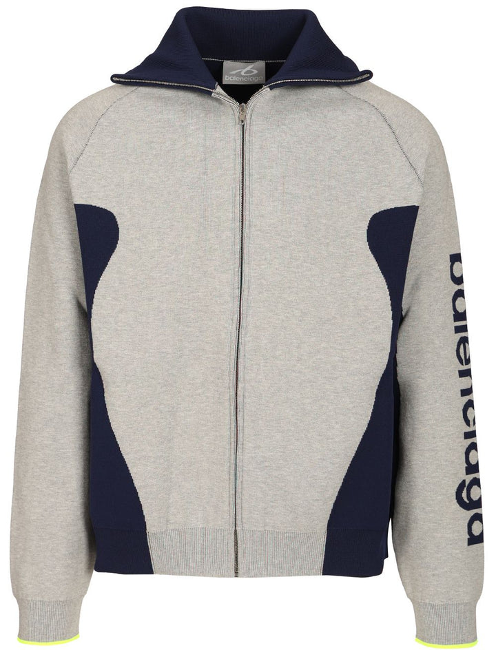 Balenciaga Knitted Cardigan With Zip Bodies Knitwear - Grey | 98e98ad768671aa92b3e3de22df18b327e97beb6