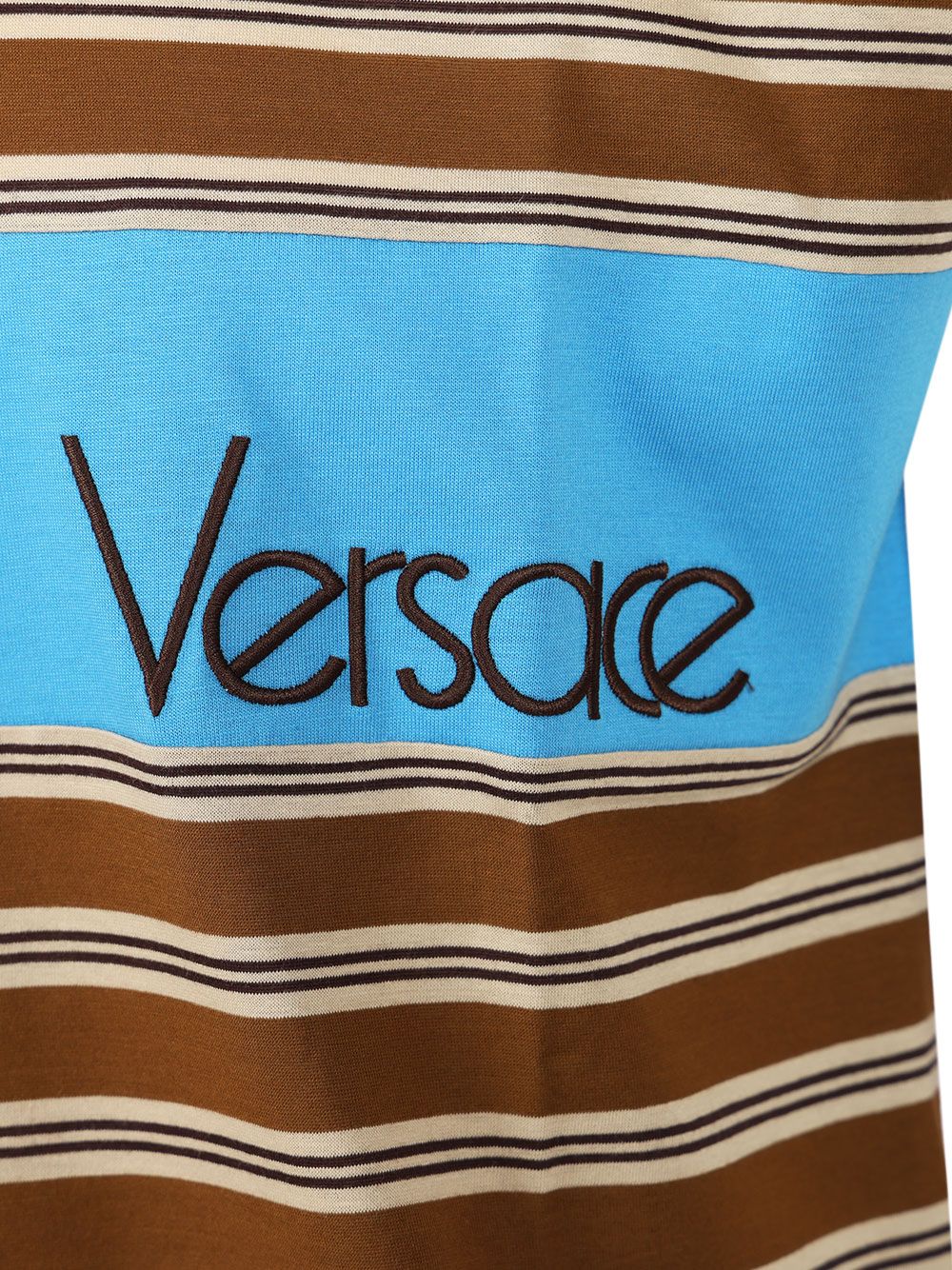 Versace Striped Cotton  With Inlay T-Shirt - Multicolor | ec514a65f1d4a8f25b4bc110f1893edbf5238ed0