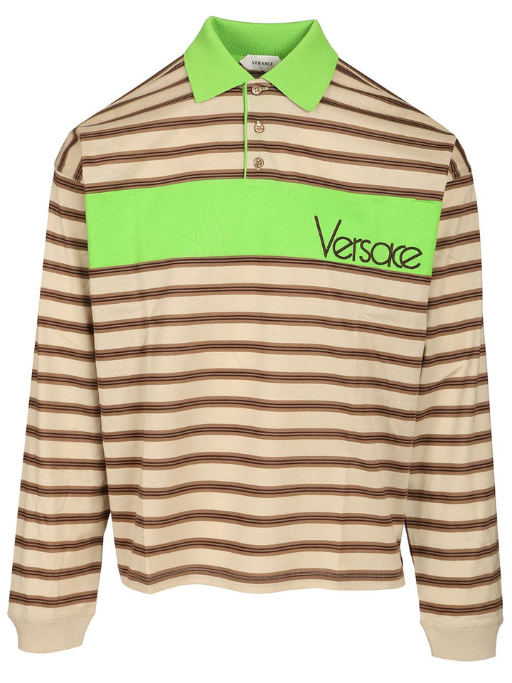 Versace Striped Cotton  With Inlay Polo shirt - Multicolor | 15113c9d520f119a4607ccfb5ef397979de3e684