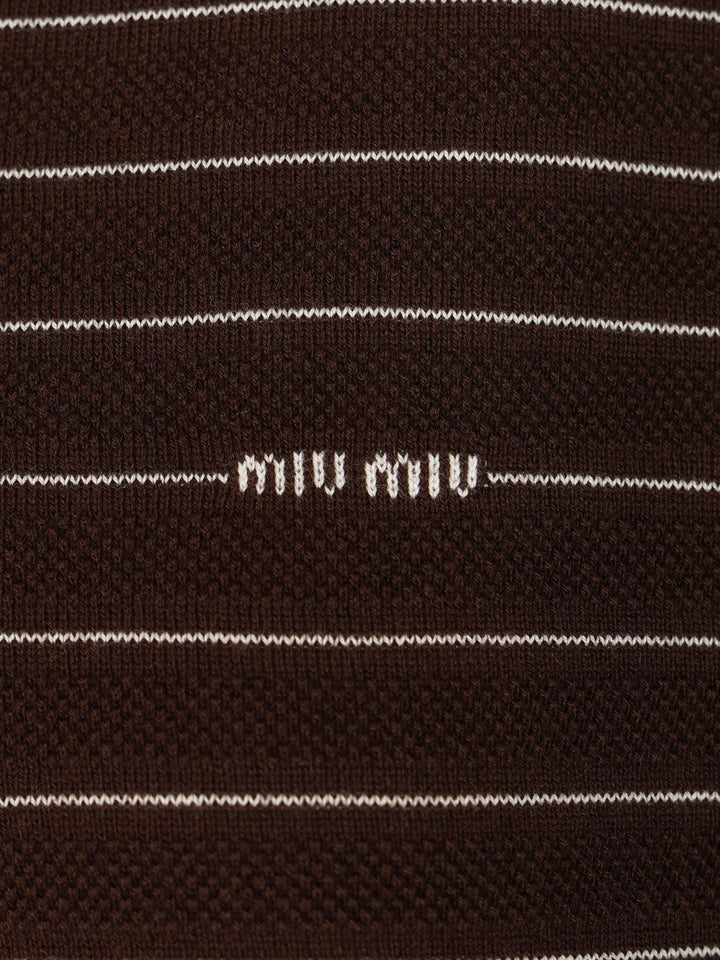 Miu Miu V-Neck Sweater Knitwear - Brown | 896cf143e1511e29887acf5e1aa3cffd73f1ce3e