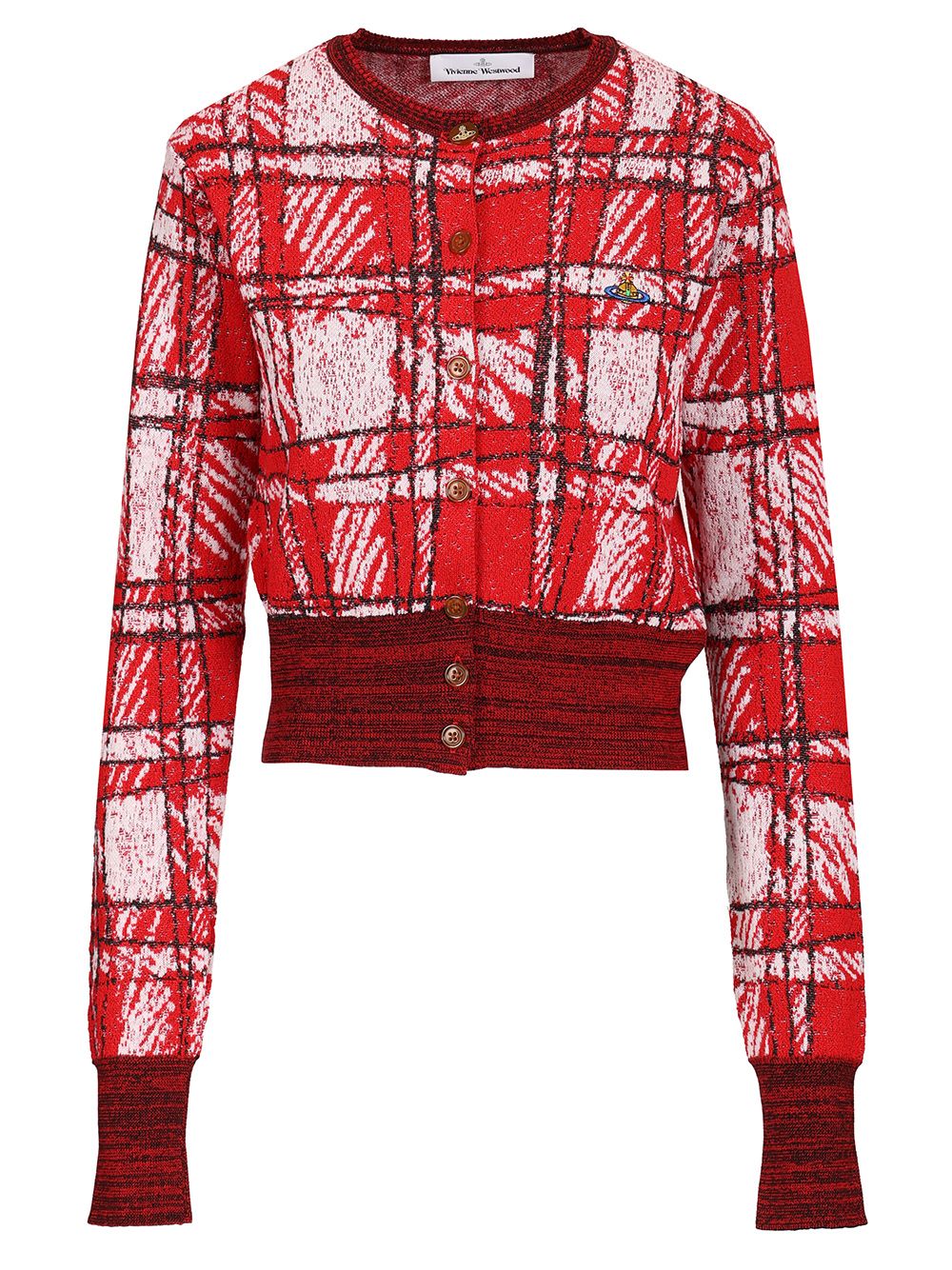Vivienne Westwood Cardigan Scribble Check Knitwear - Red | 746351ba1fbb8a47a5a1a9a1112bf846430cb3a8